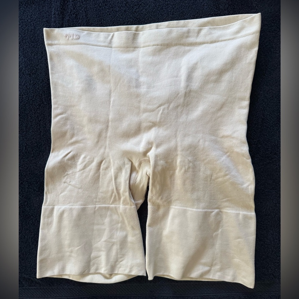 +MD Nude Beige High-Waisted Shapewear Shorts, Size XL